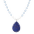 Start2Finish denim blue angelite and lapis pendant silver necklace with intricate design and polished finish.