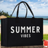 Start2Finish Summer Vibes Cotton Canvas Beach Tote Bag with spacious interior, perfect for outdoor, vacation, or weekend trips.