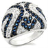 Sterling silver ring with rhodium and ruthenium plating from Turquoise Tiger, featuring synthetic gemstone accents in a detailed design.