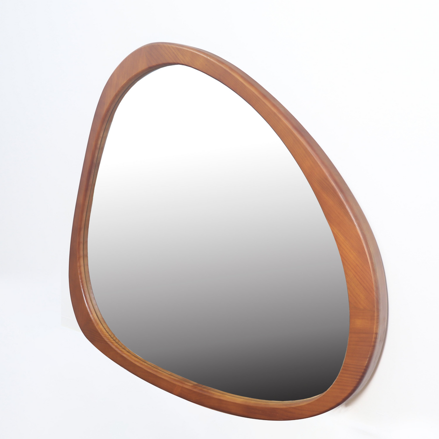 Start2Finish solid wood asymmetrical wall mirror with wooden frame, perfect for living room or bedroom decor.