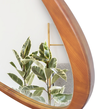 Start2Finish solid wood asymmetrical wall mirror with wooden frame, suitable for living room or bedroom decor.