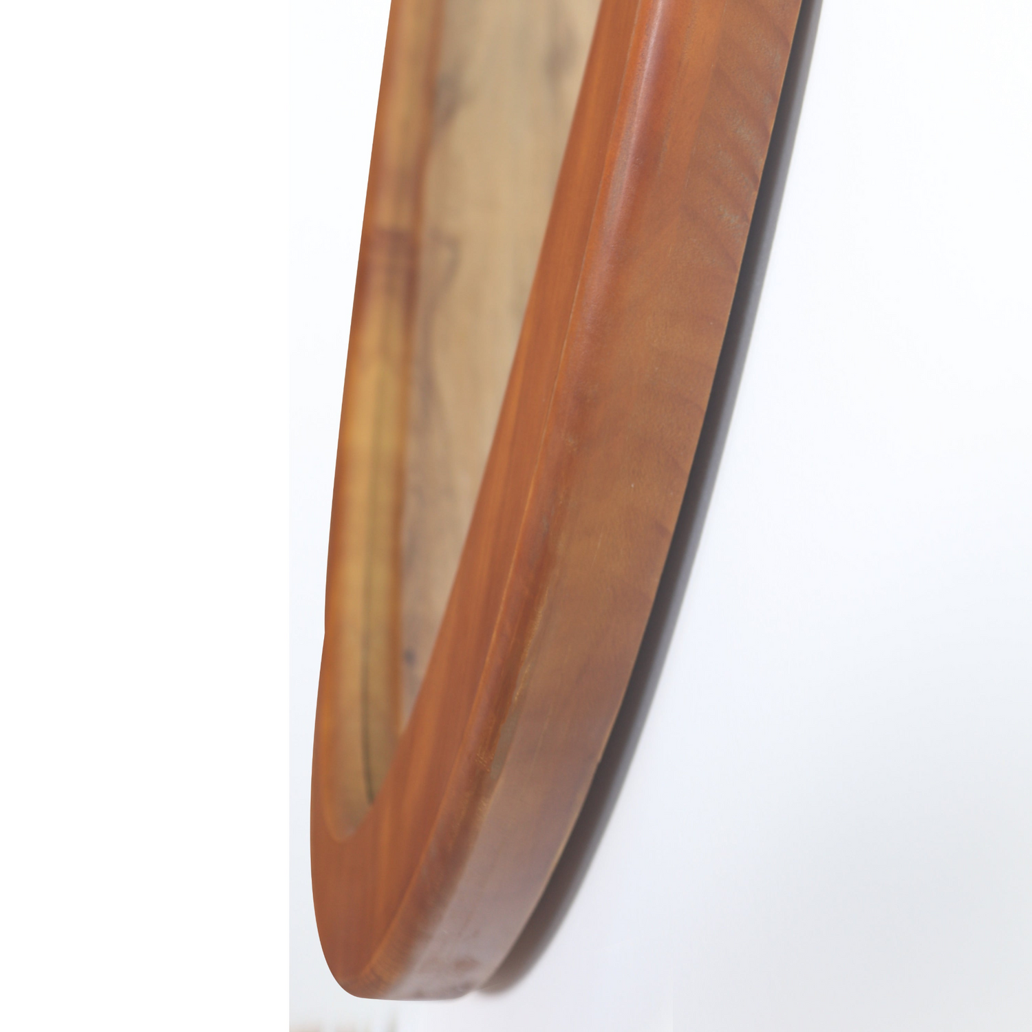 Solid wood asymmetrical wall mirror with wooden frame, ideal for living room or bedroom decor, by Start2Finish