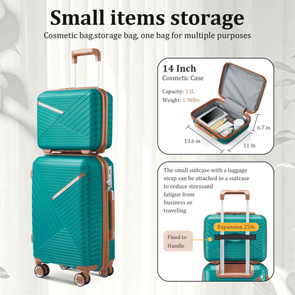 Start2Finish expandable lightweight 4-piece luggage set with double 360° spinner wheels and TSA lock for travel accessories.