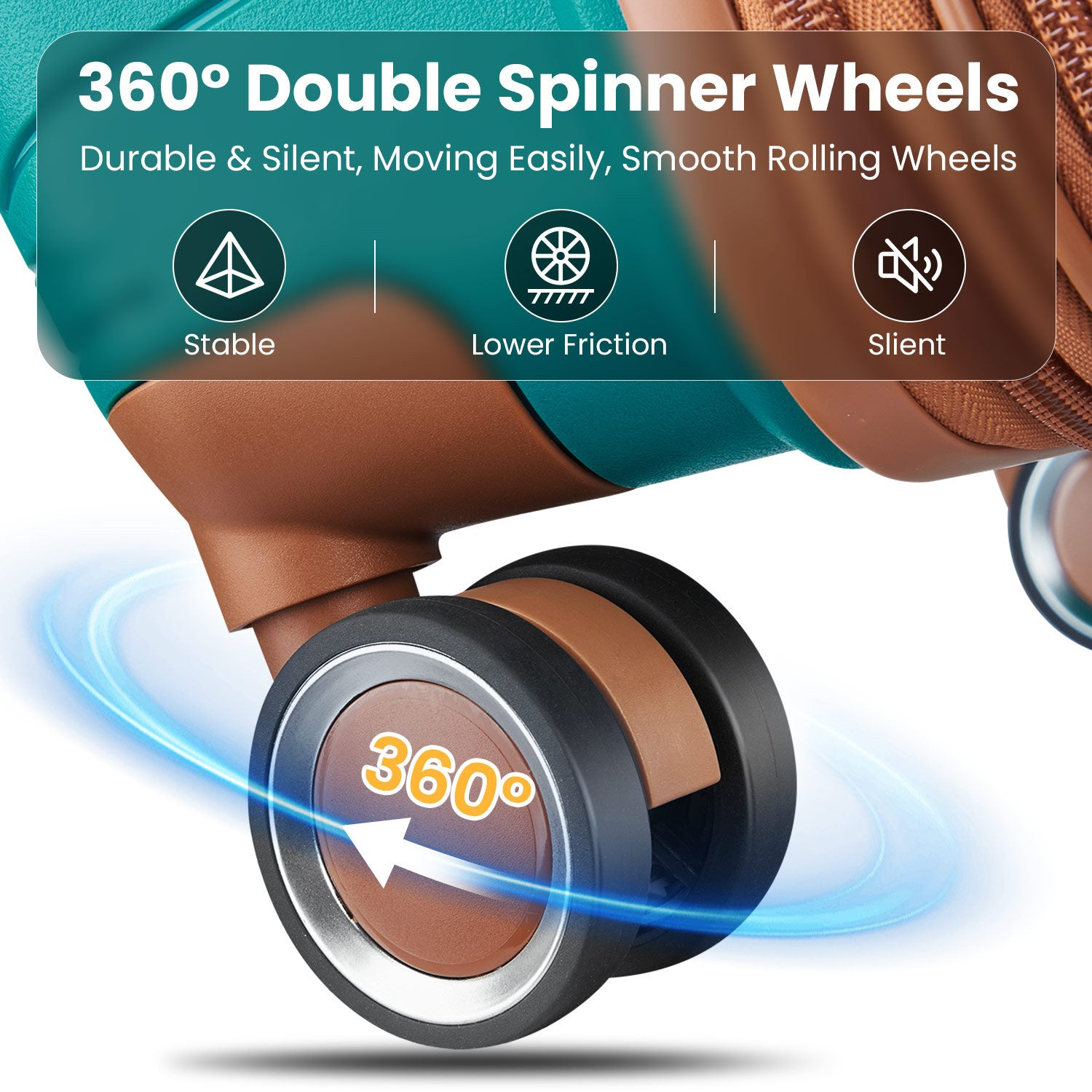Start2Finish expandable lightweight 4-piece luggage set with double 360° spinner wheels and TSA lock, shown in the image.