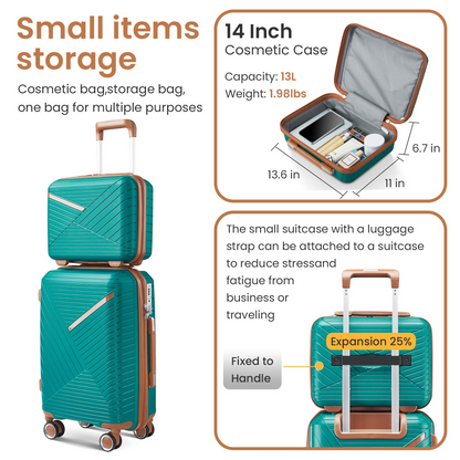 Start2Finish expandable lightweight 4-piece luggage set with double 360° spinner wheels and TSA lock for travel accessories.