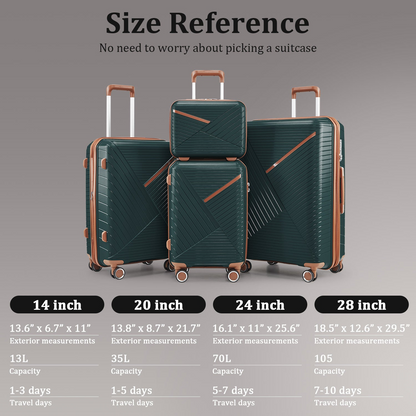 Start2Finish expandable lightweight 4-piece luggage set with double 360° spinner wheels and TSA lock, shown in the image.