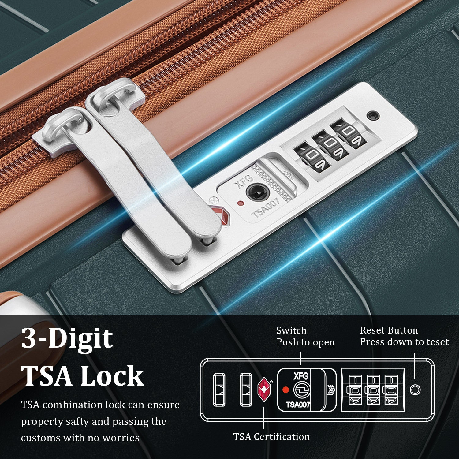 Start2Finish expandable lightweight 4-piece luggage set with double 360° spinner wheels and TSA lock, shown in a sleek design.