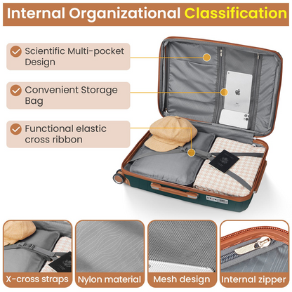 Start2Finish expandable lightweight 4-piece luggage set with double 360° spinner wheels and TSA lock for travel accessories.
