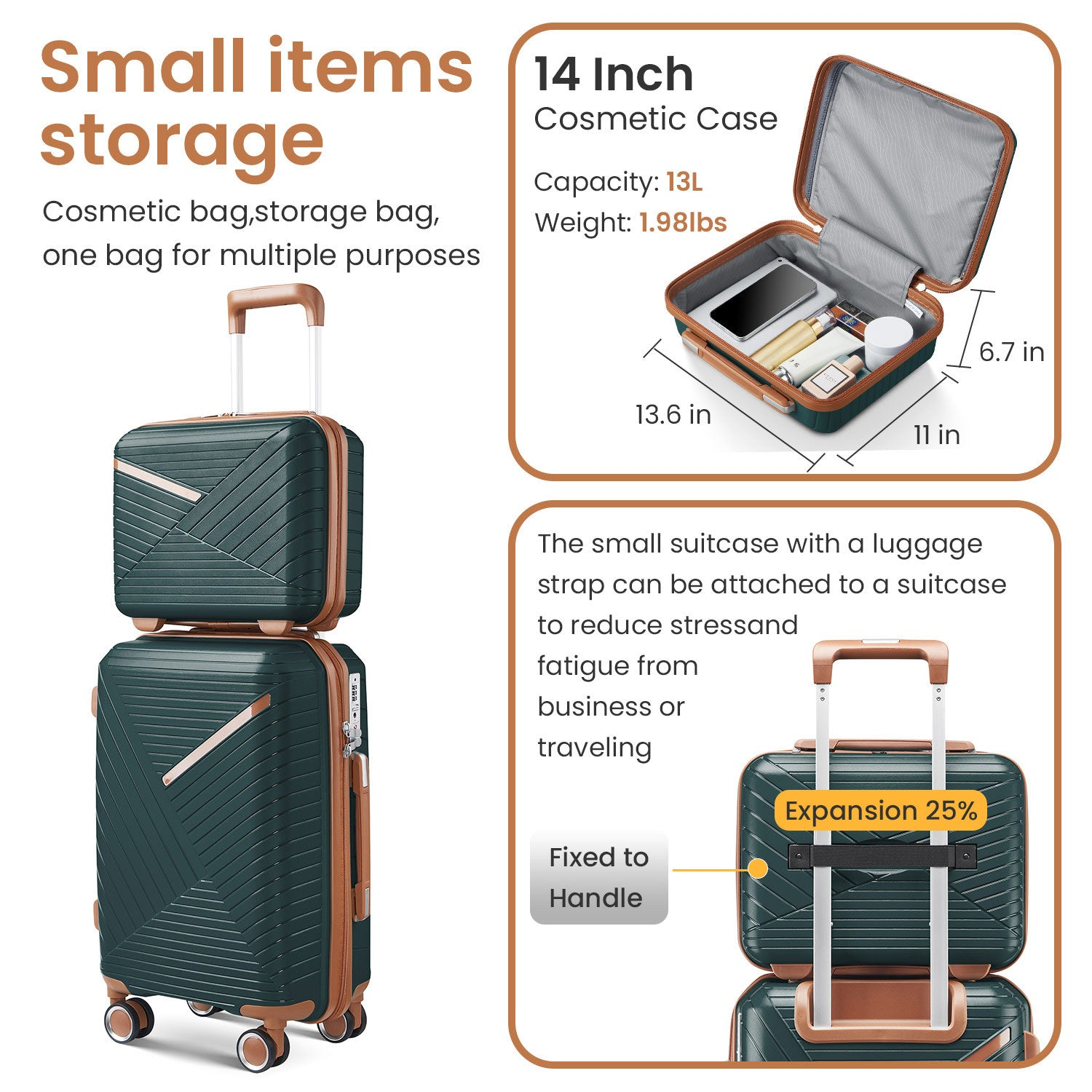 Start2Finish lightweight 4-piece expandable luggage set with spinner wheels and TSA lock for travel accessories.