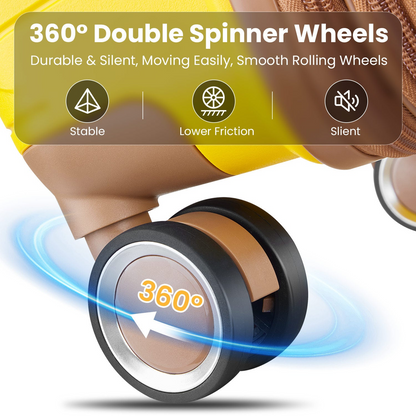 Start2Finish expandable lightweight 4-piece luggage set with double 360° spinner wheels and TSA lock, shown in the image.