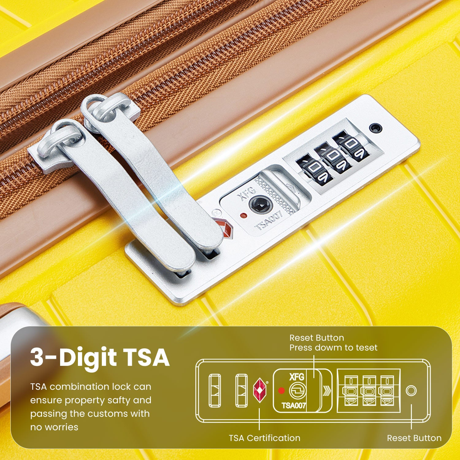 Start2Finish expandable lightweight 4-piece luggage set with 360° spinner wheels and TSA lock, showing multiple suitcases and handles.