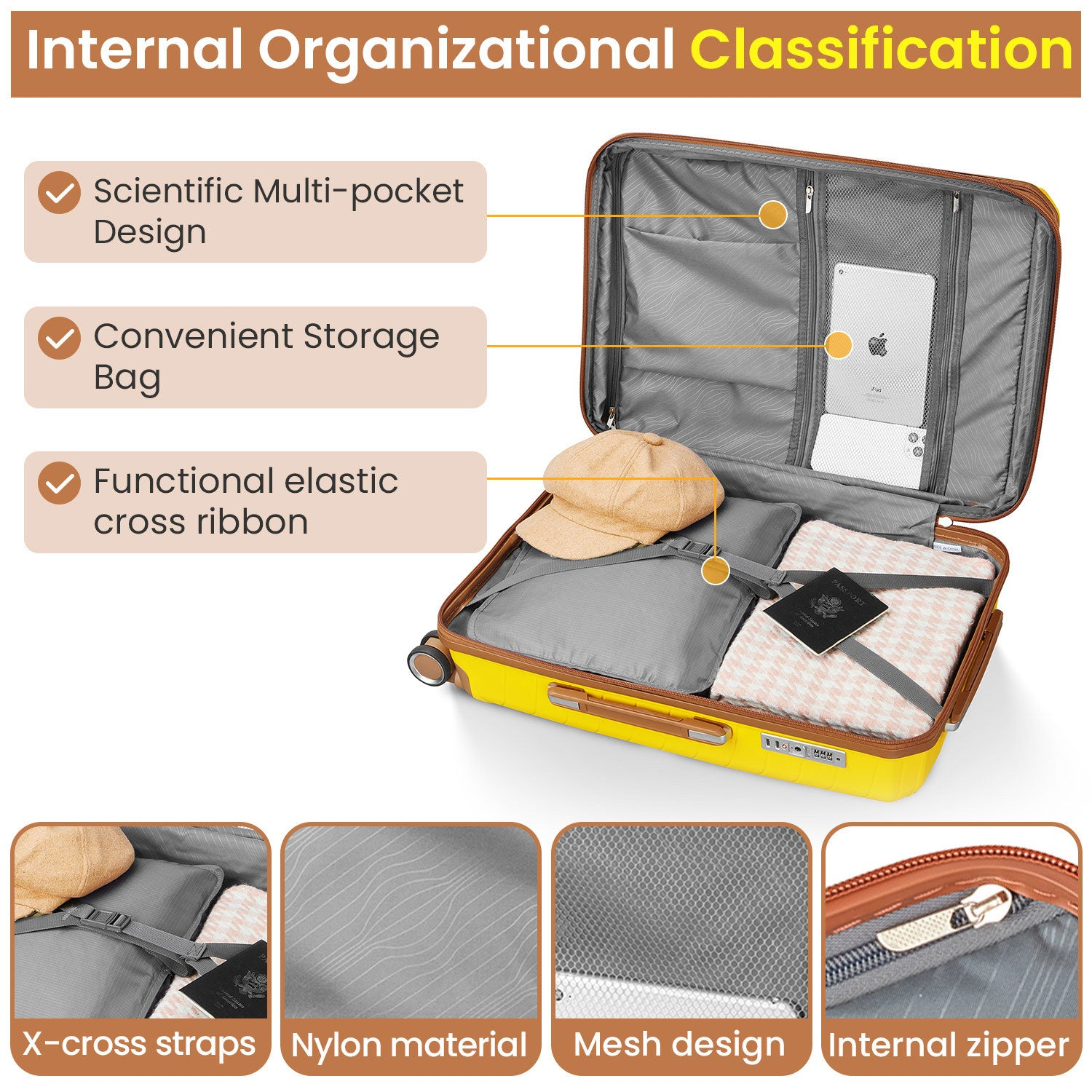 Start2Finish expandable lightweight 4-piece luggage set with double 360° spinner wheels and TSA lock, showcasing sleek suitcases.