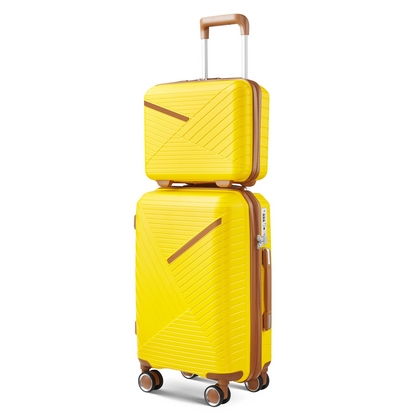 Start2Finish lightweight 4-piece expandable luggage set with double 360° spinner wheels and TSA lock, shown in image.