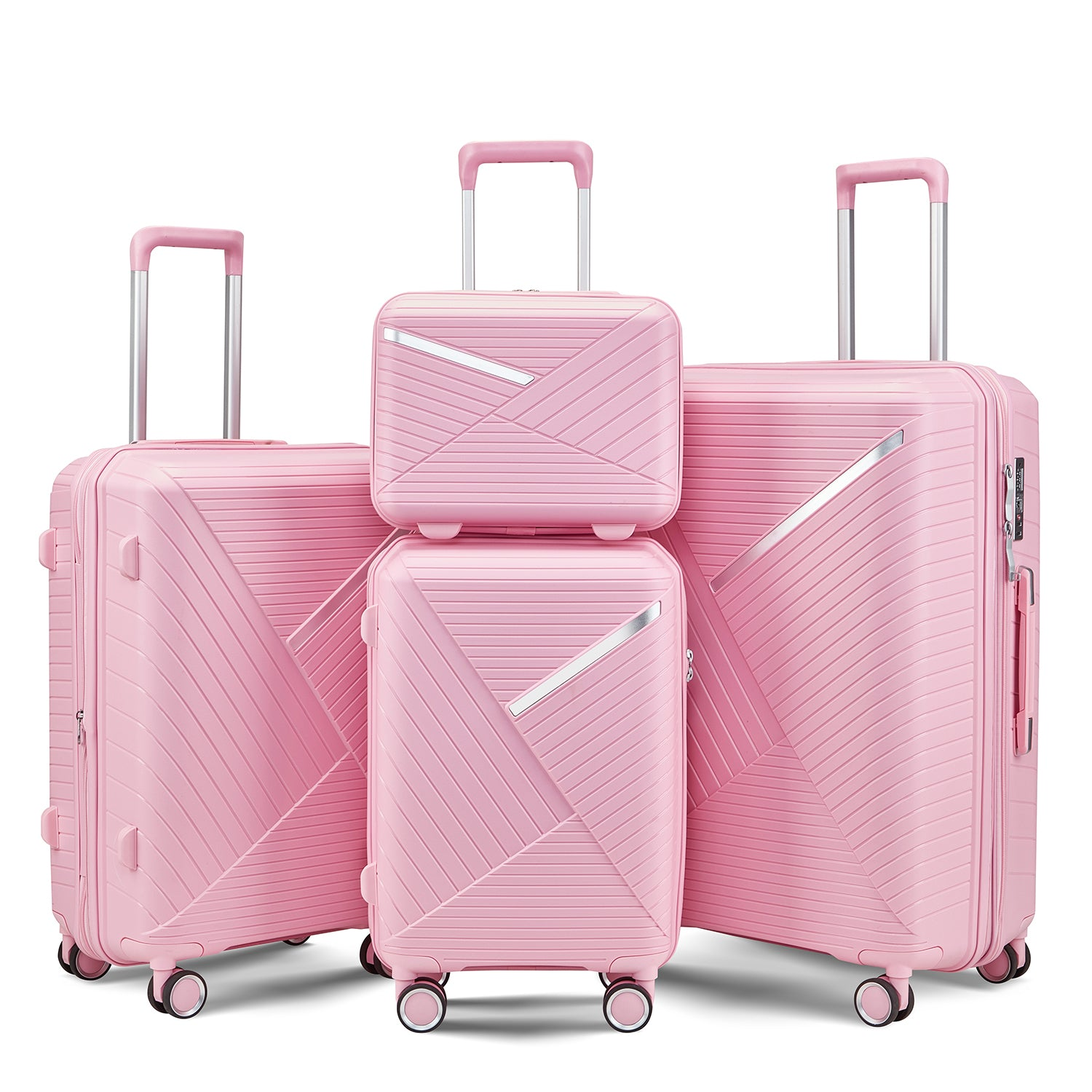 Start2Finish expandable lightweight 4-piece luggage set with double 360° spinner wheels and TSA lock for travel accessories.