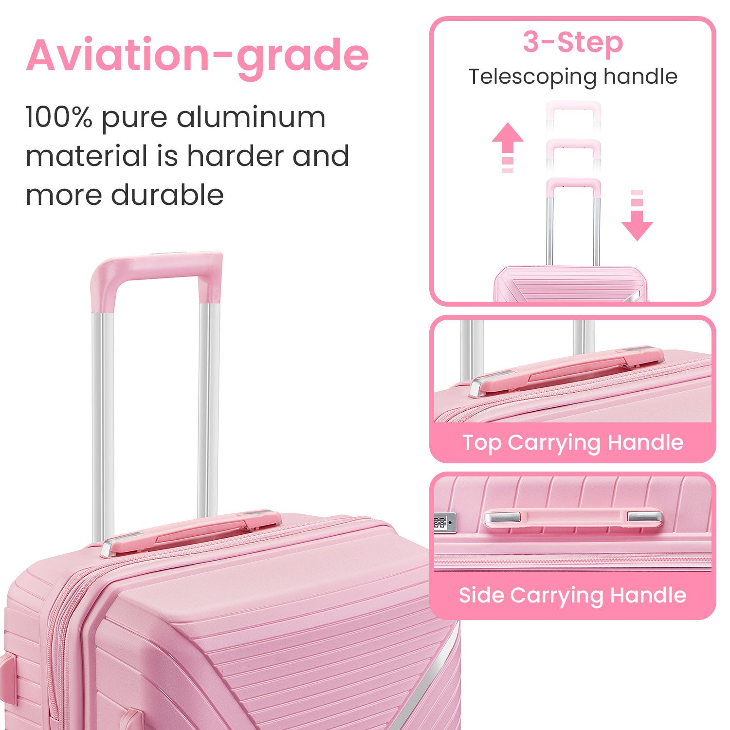 Start2Finish expandable 4-piece luggage set with lightweight design, double 360° spinner wheels, and TSA lock for travel accessories.