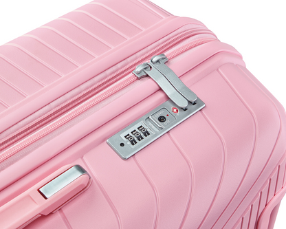 Start2Finish expandable lightweight 4-piece luggage set with double 360° spinner wheels and TSA lock, accessories for travel.