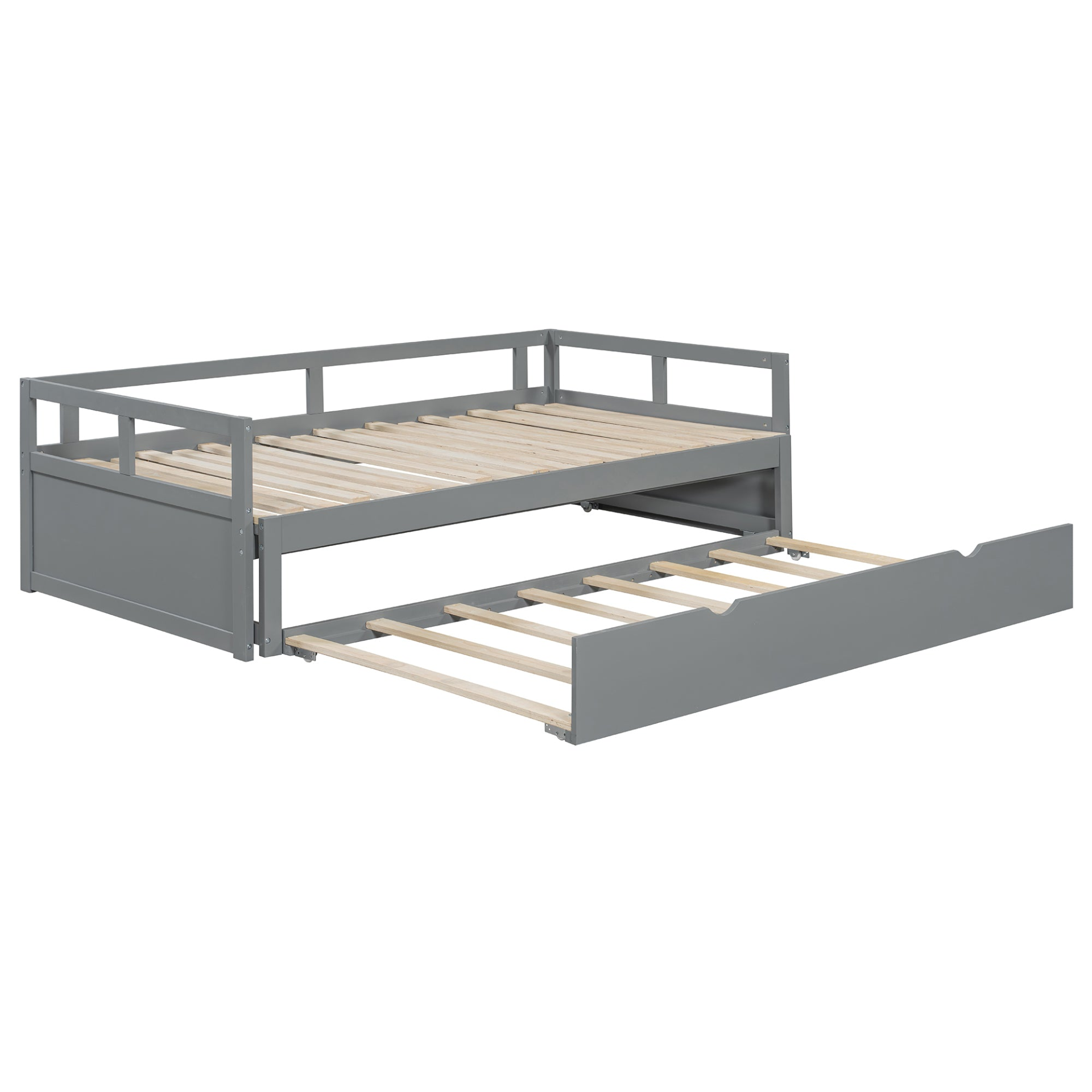 Wooden extending daybed with trundle by Start2Finish, space-saving guest bed with elegant design and versatile sleeping options.