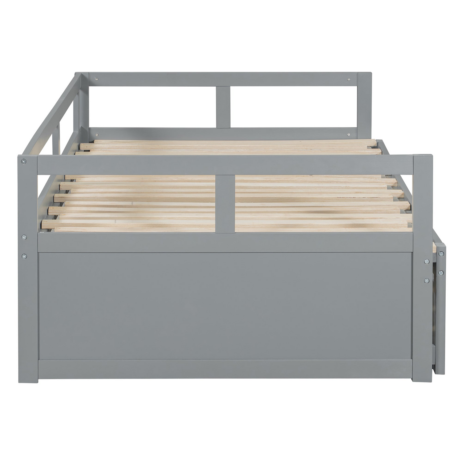 Start2Finish wooden extending daybed with trundle, space-saving guest bed with a classic wooden design and mattress for extra sleeping space.