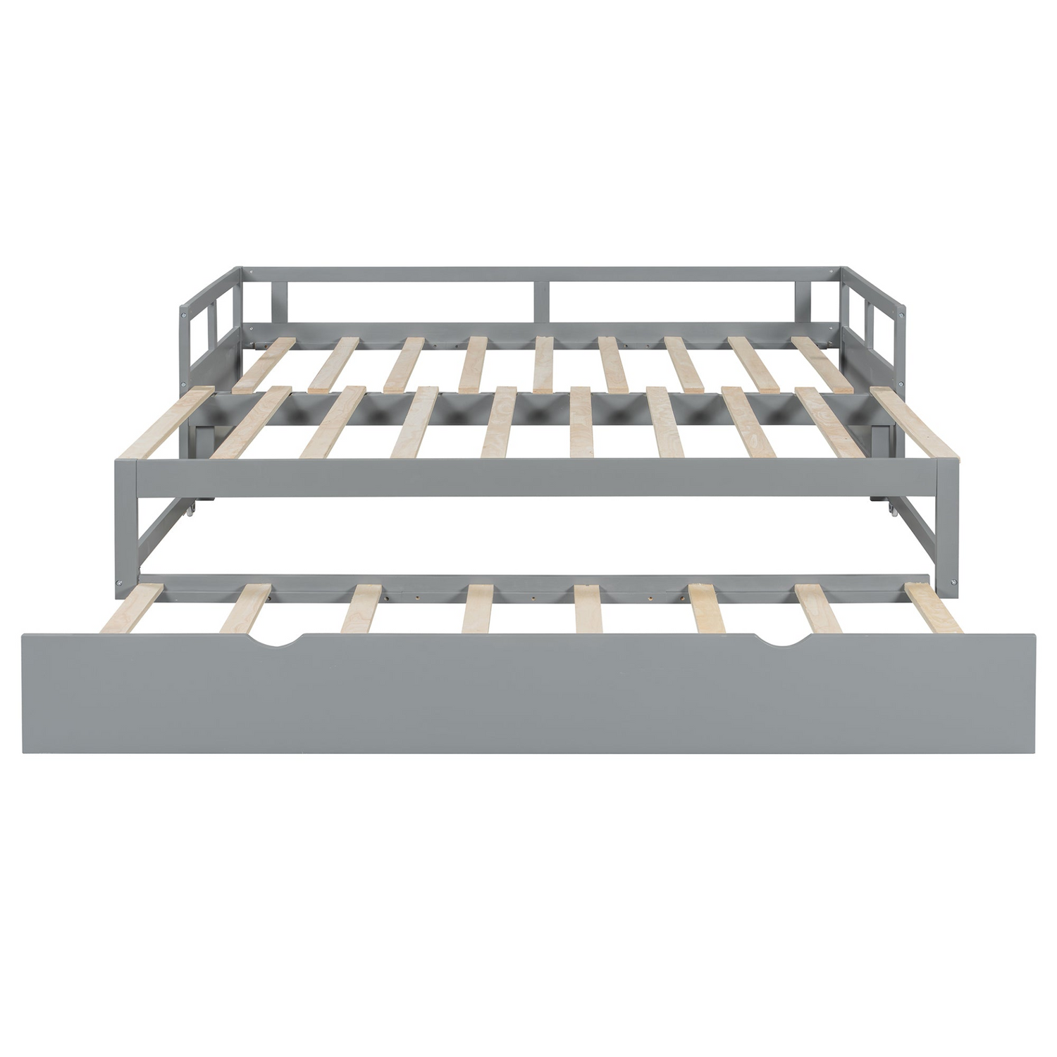 Start2Finish extending wooden daybed with trundle, space-saving guest bed with classic design and supporting mattress.