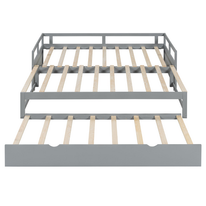 Start2Finish wooden extending daybed with trundle, space-saving guest bed with classic design and sturdy wooden frame.