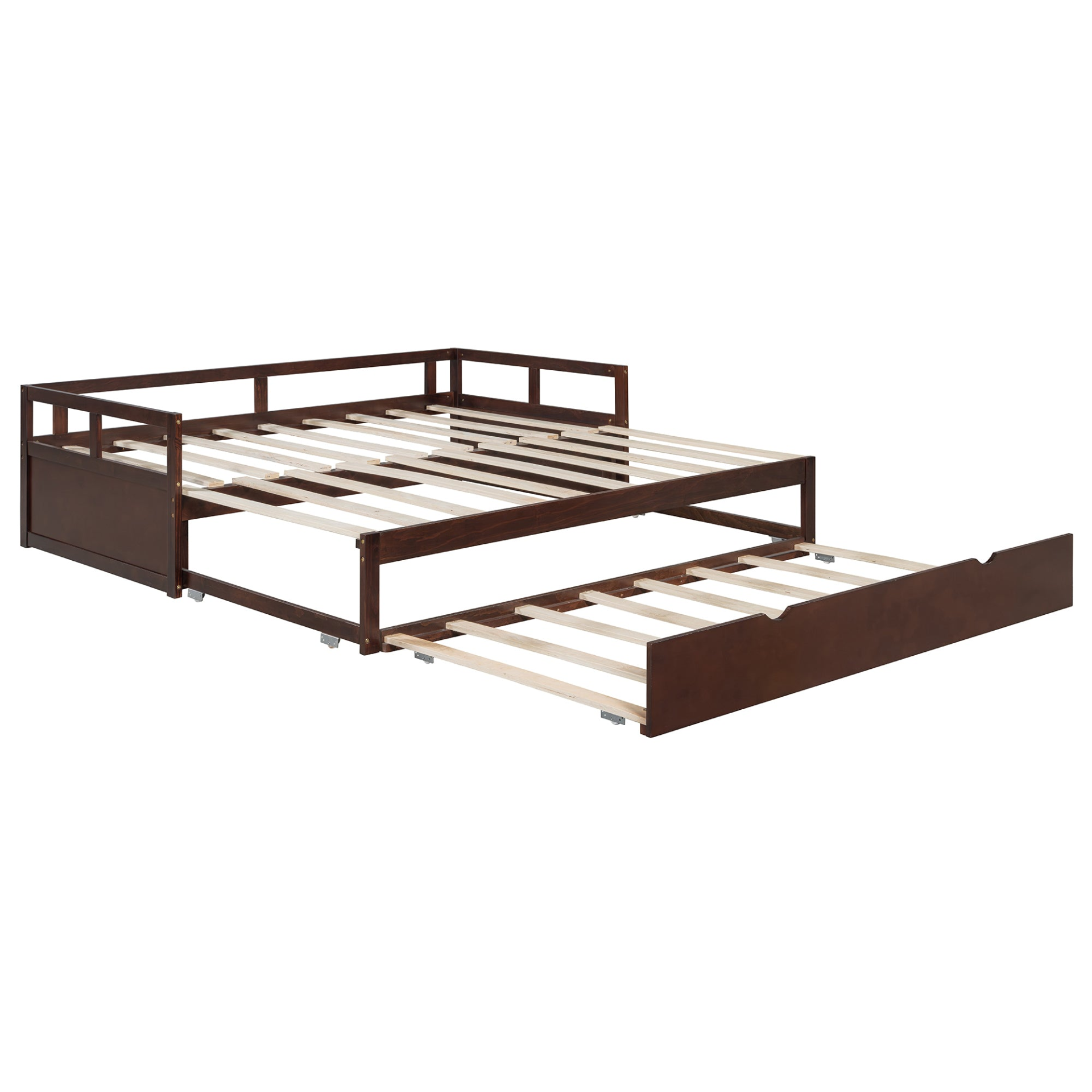 Wooden extending daybed with trundle for space-saving guest sleep, Start2Finish wooden daybed design with modern style.
