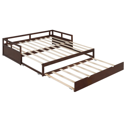 Start2Finish wooden extending daybed with trundle, space-saving guest bed with a classic design and wooden finish.
