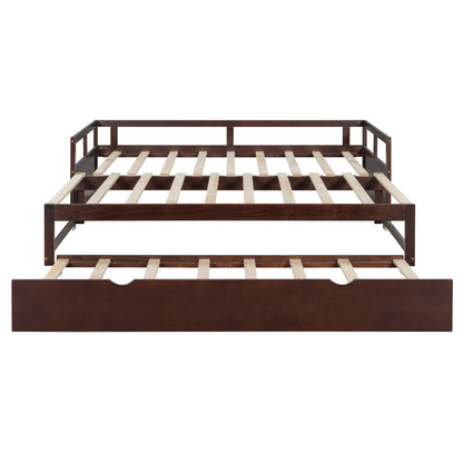 Wooden extending daybed with trundle bed by Start2Finish, space-saving guest sleep solution with modern design