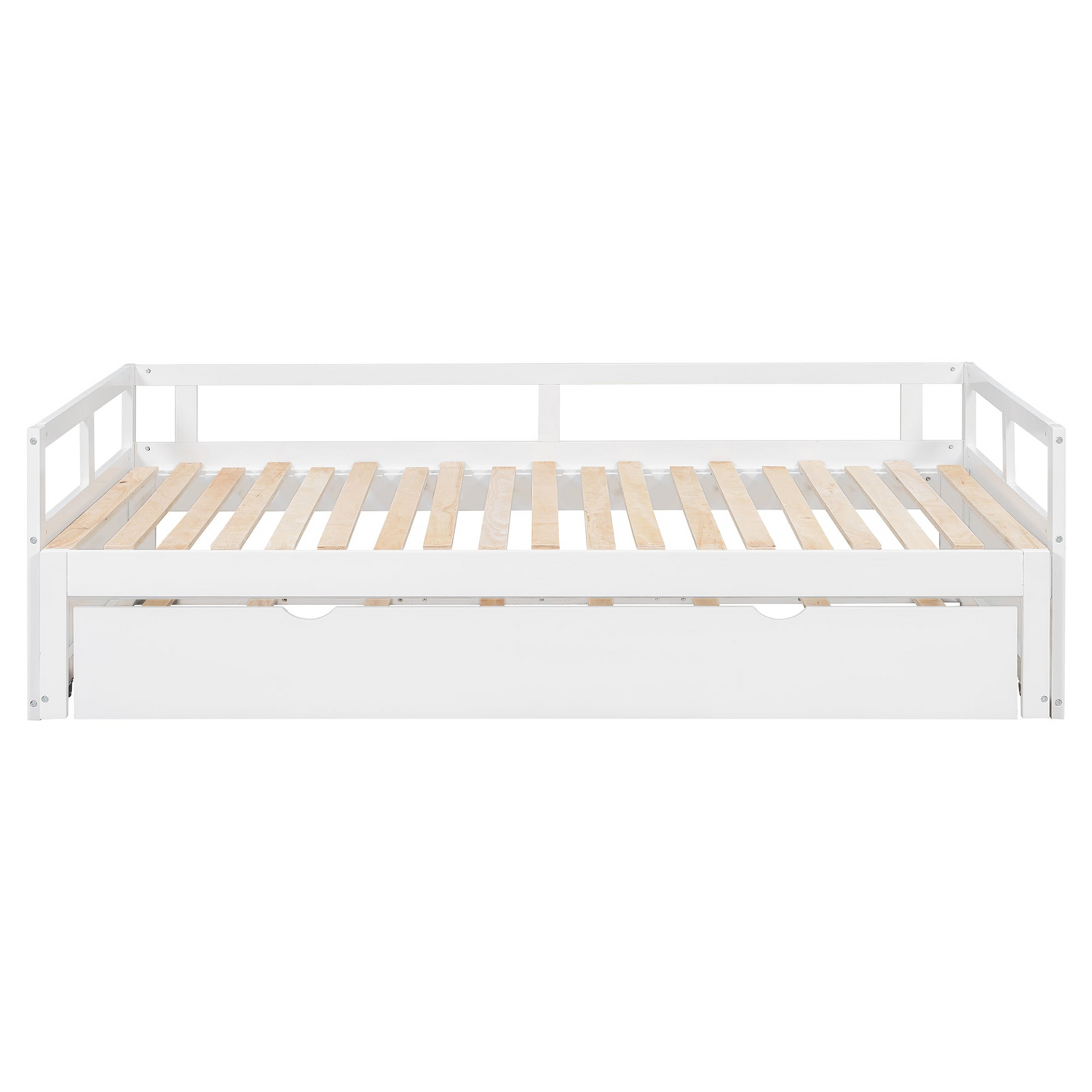 Start2Finish wooden extending daybed with trundle, space-saving guest bed in a classic design, featuring a sturdy wooden frame and mattress.