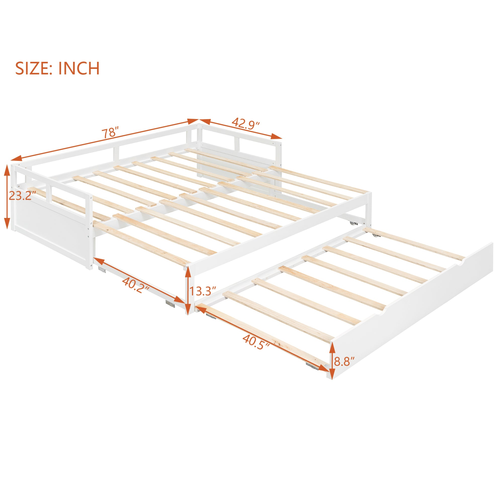 Start2Finish wooden extending daybed with trundle, space-saving guest bed with a classic wooden design and sleeping area.