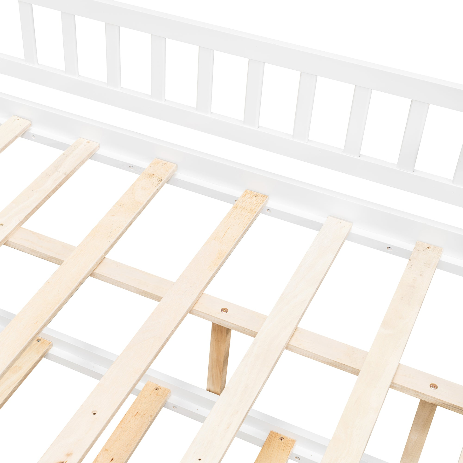 Start2Finish wooden house-style bed frame with pull-out trundle drawer and slatted support for a cozy bedroom look.