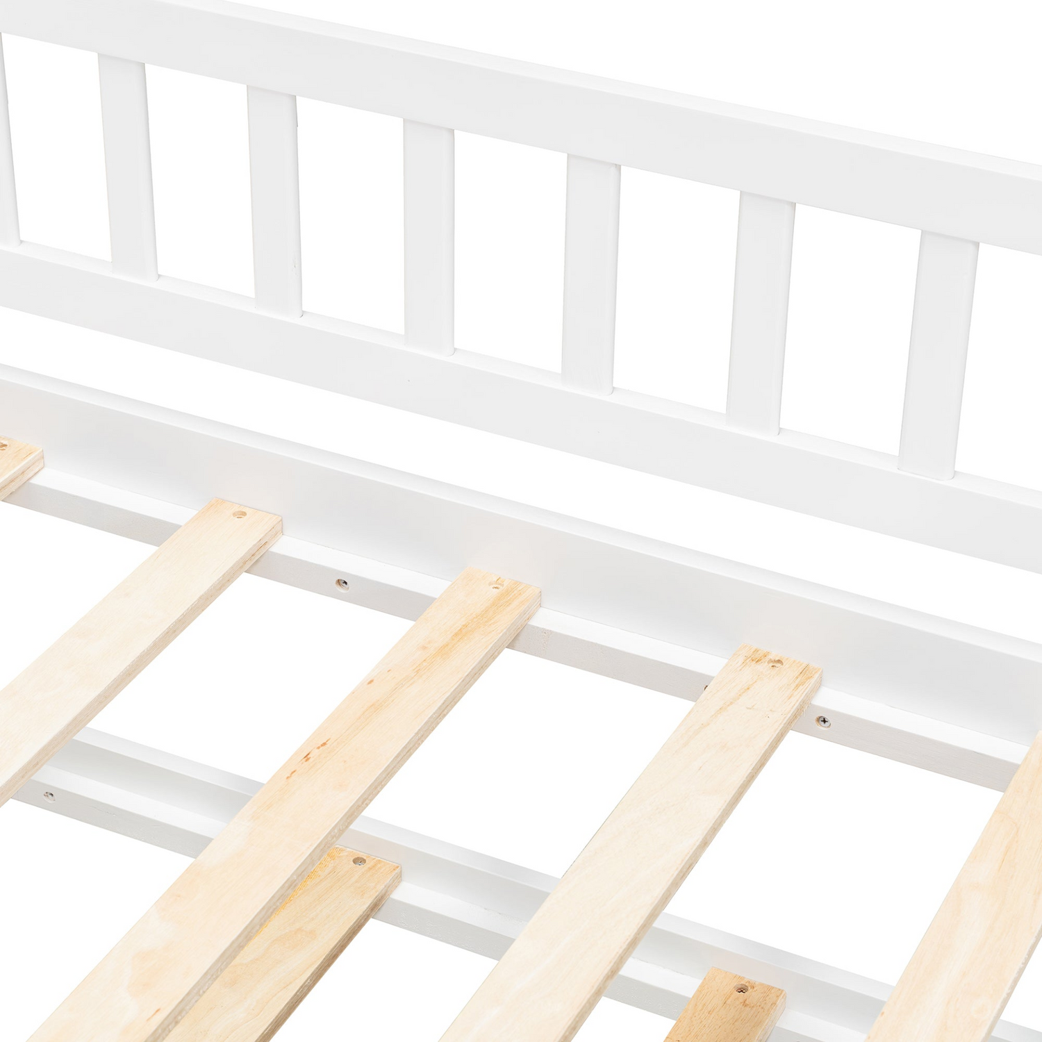 Twin size wooden house bed with trundle, solid wood frame and platform design, perfect for children&