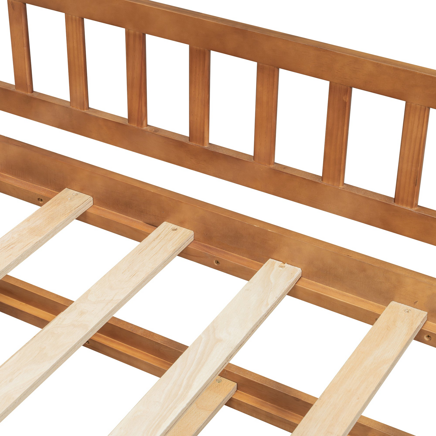 Twin size wooden house bed with trundle and solid wood frame, platform design, ideal for children&