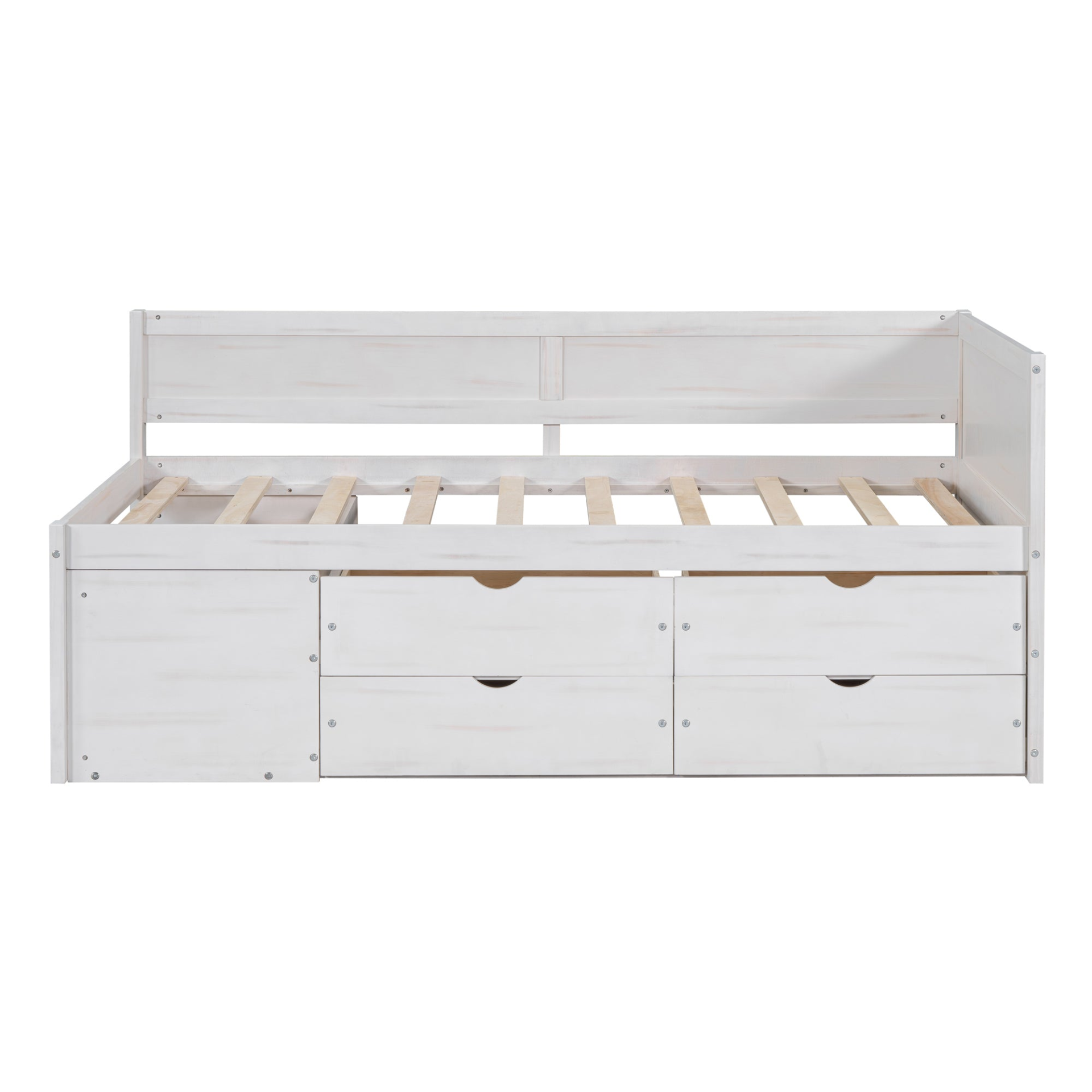 Start2Finish twin size daybed with built-in drawers and shelves, featuring integrated storage and modern design.