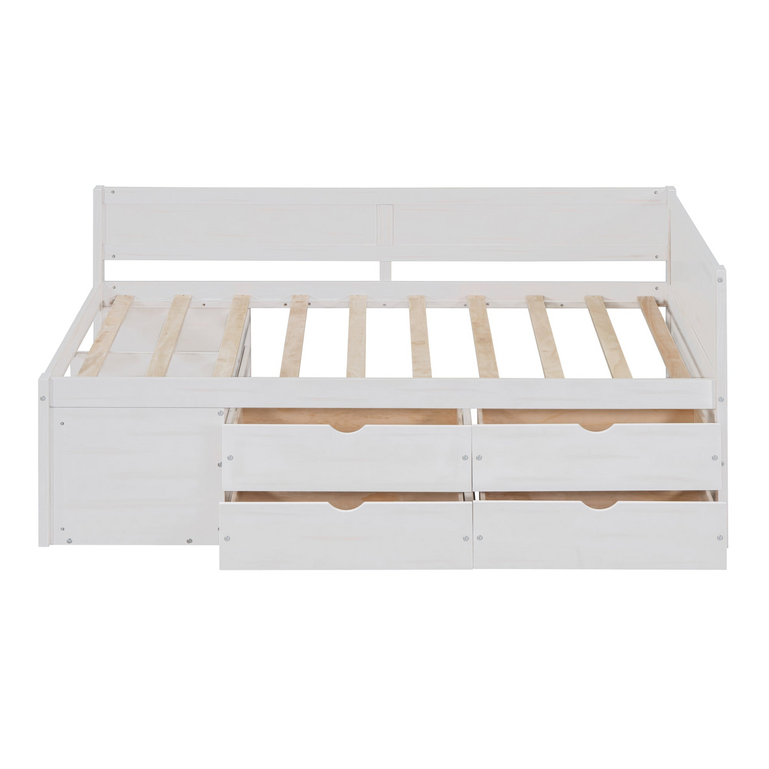 Twin size Start2Finish daybed with built-in drawers and shelves, featuring a modern design and ample storage space.