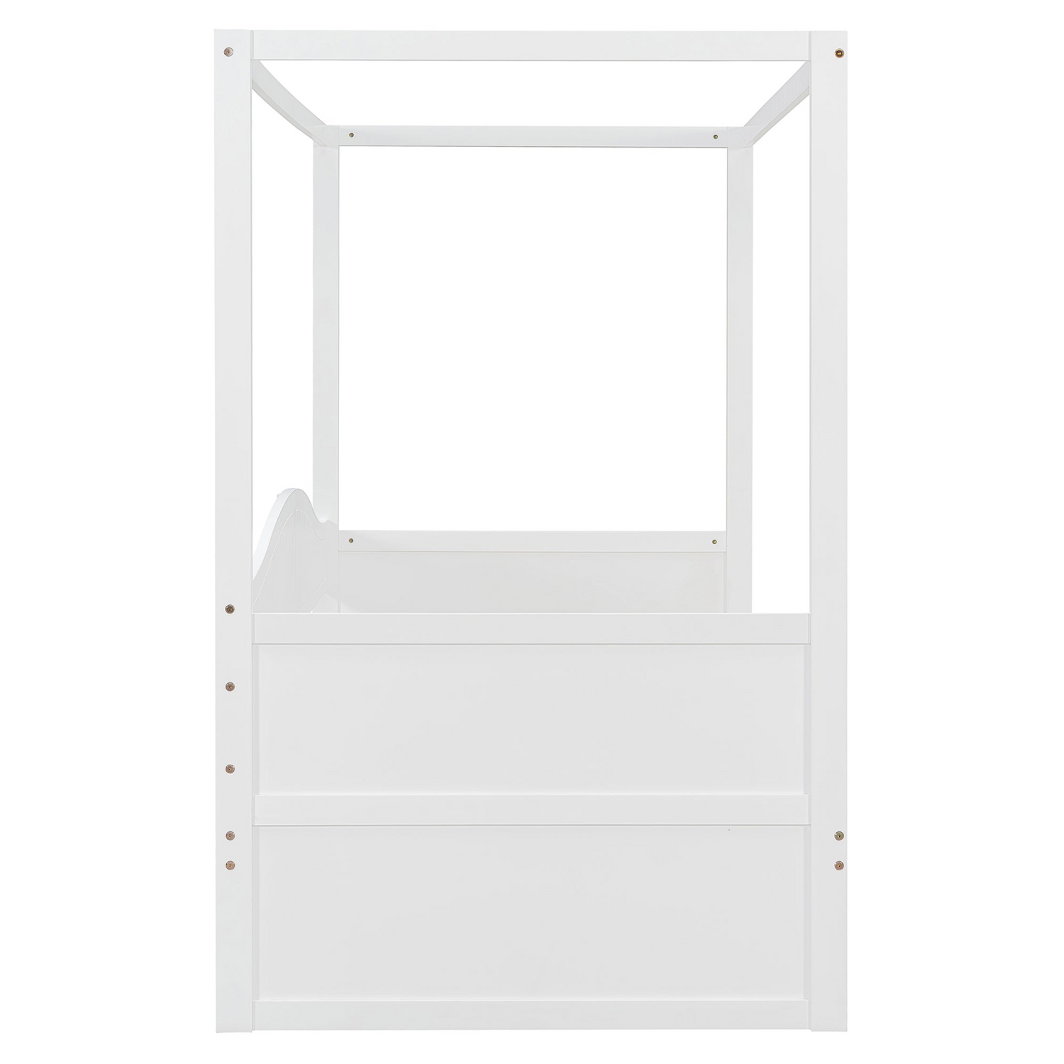 Start2Finish twin size canopy day bed frame with two drawers, featuring a canopy and modern design for bedroom or guest room.
