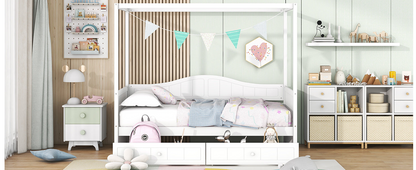 Twin size canopy day bed by Start2Finish with a frame, canopy, and two drawers, ideal for bedroom or guest room decor.