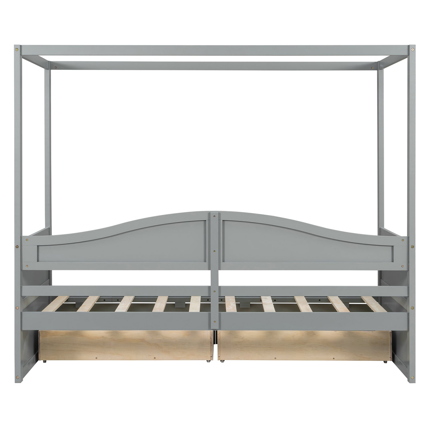 Twin size canopy day bed with two drawers by Start2Finish, featuring a canopy frame and storage drawers for bedroom or guest room.