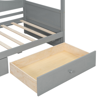 Twin size canopy day bed with two drawers, wooden frame and canopy for bedroom or guest room by Start2Finish