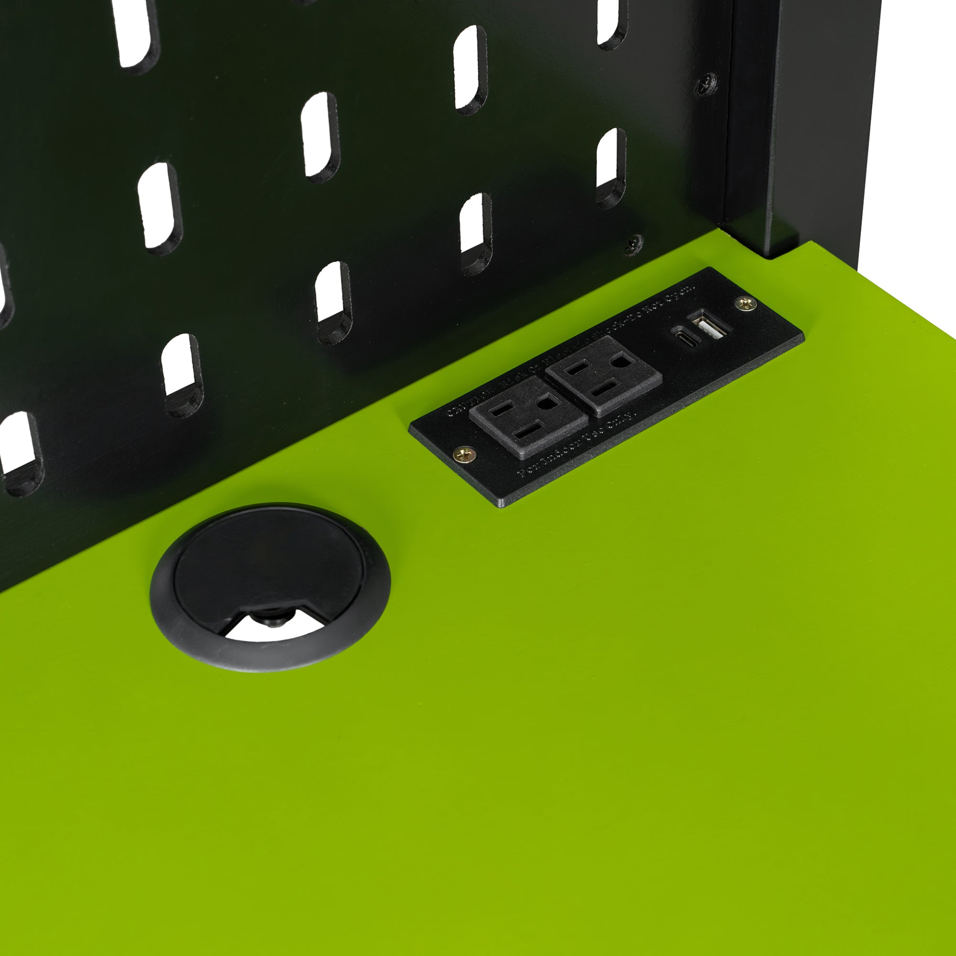 Full size wood loft bed by Start2Finish with integrated desk, shelves, LED lights, USB ports, and pegboard for versatile space.