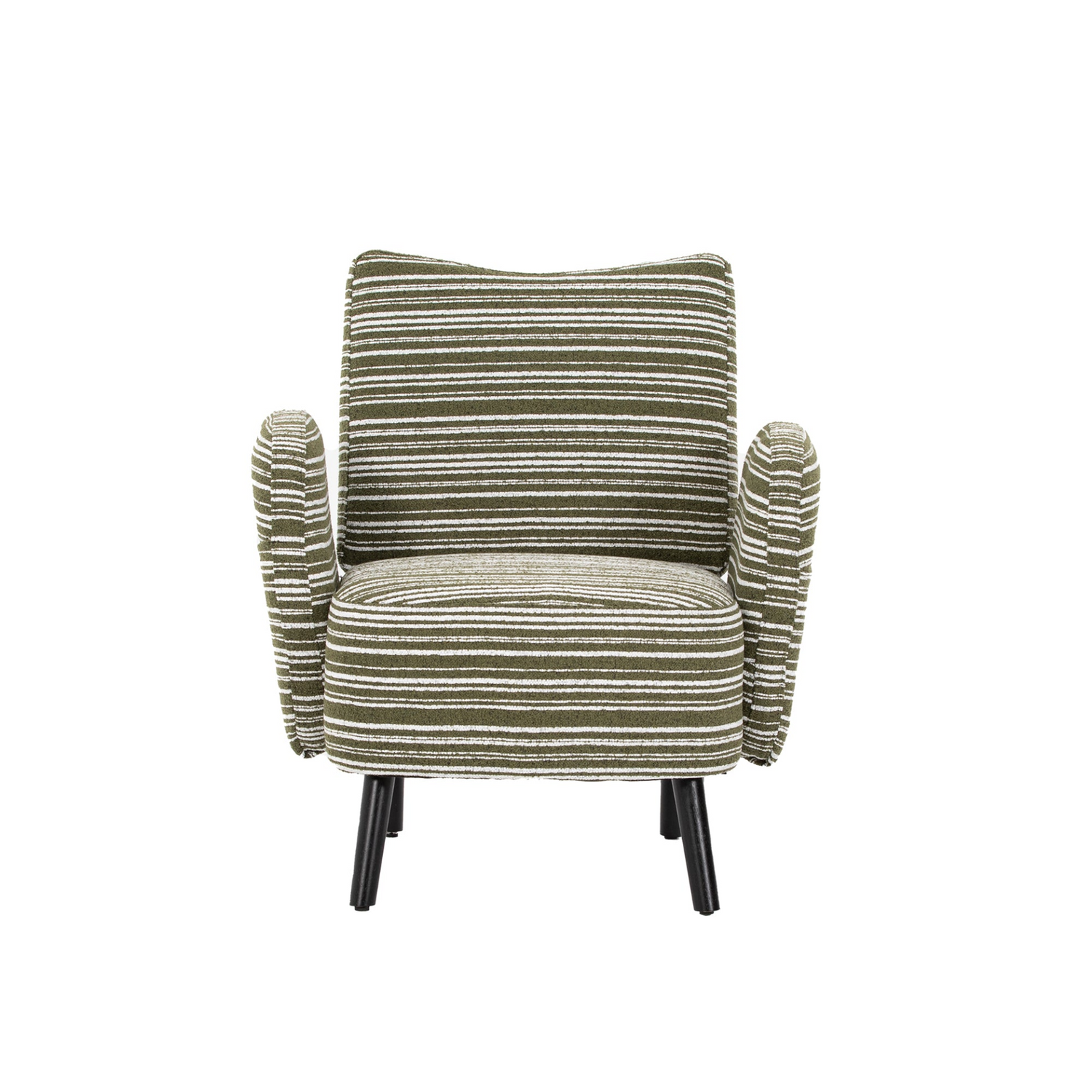 Modern armchair with sanded fabric upholstery, side storage pocket, and solid wood legs by Start2Finish.
