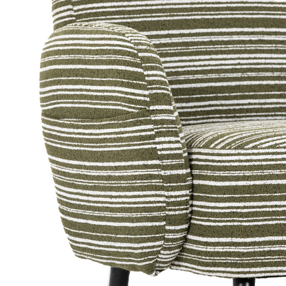 Modern armchair with sanded fabric, solid wood legs, and side storage pocket from Start2Finish, shown with plush cushioning and stylish design.