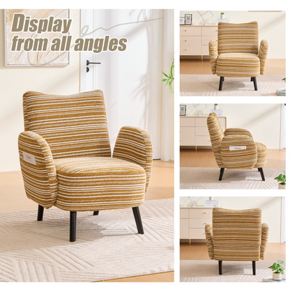 Modern armchair by Start2Finish with sanded fabric, solid wood legs, and a side storage pocket for convenient relaxation.