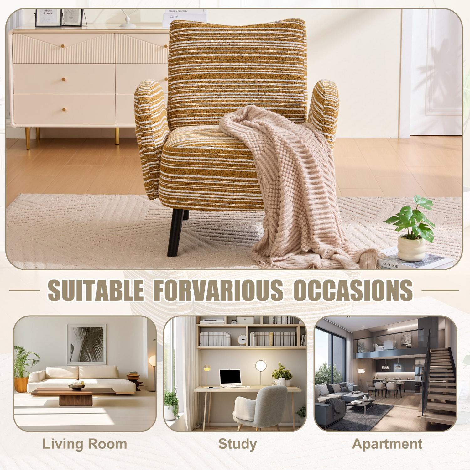 Modern armchair by Start2Finish with sanded fabric, side storage pocket, and solid wood legs in a cozy living room setting.