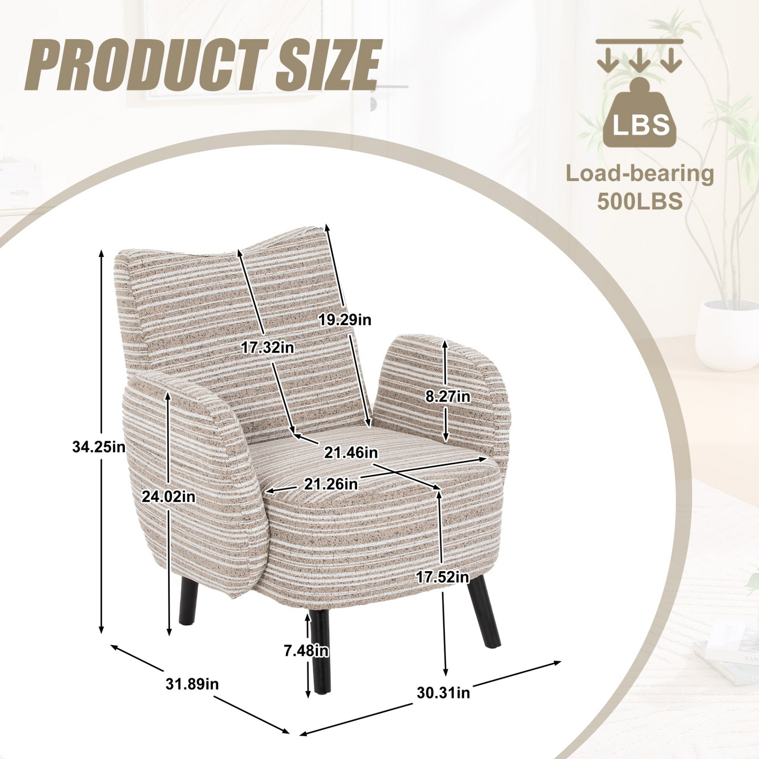 Modern armchair with sanded fabric, side storage pocket, and solid wood legs by Start2Finish, showcasing a stylish and comfortable design.