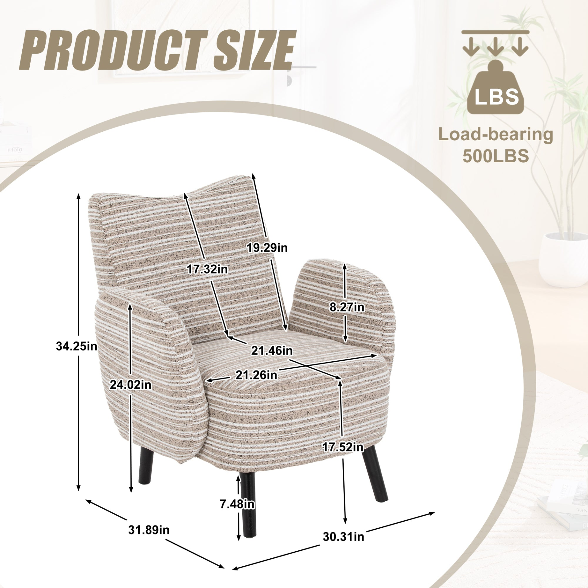 Modern armchair with sanded fabric, side storage pocket, and solid wood legs by Start2Finish, showcasing a stylish and comfortable design.