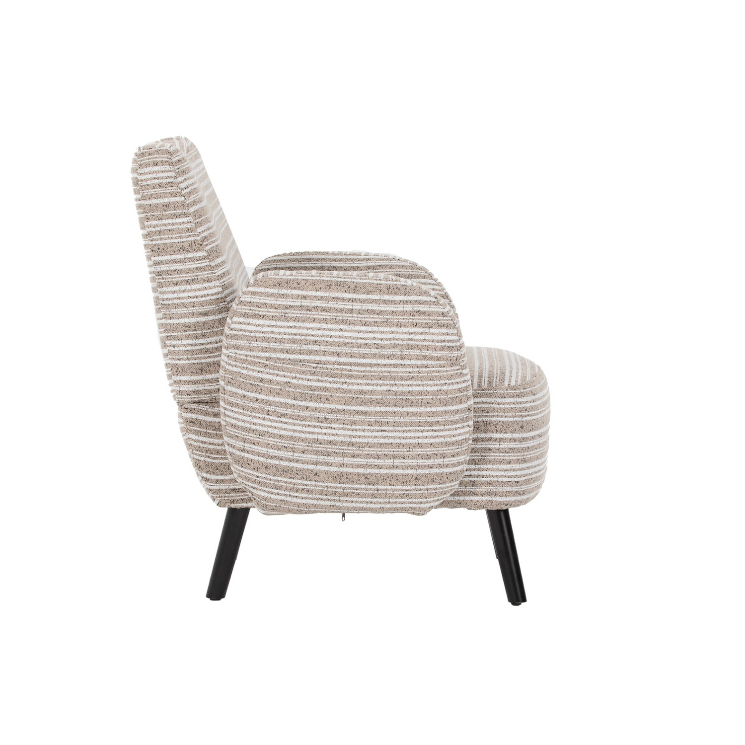 Modern armchair by Start2Finish with sanded fabric, side storage pocket, and solid wood legs for stylish comfort.