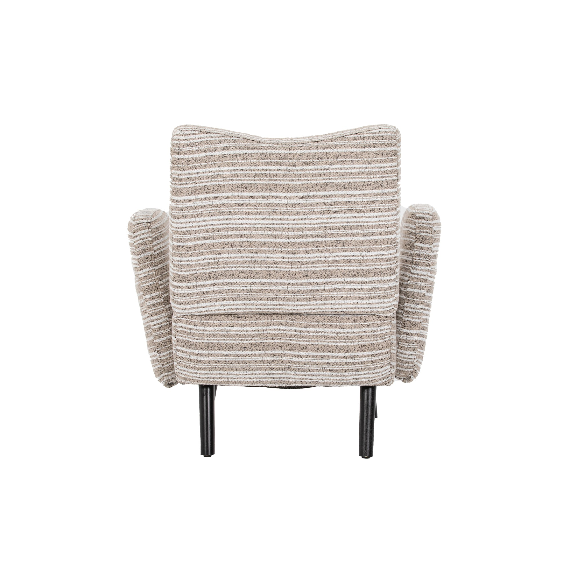 Modern armchair by Start2Finish with sanded fabric, side storage pocket, and solid wood legs, shown in a stylish living room setting.
