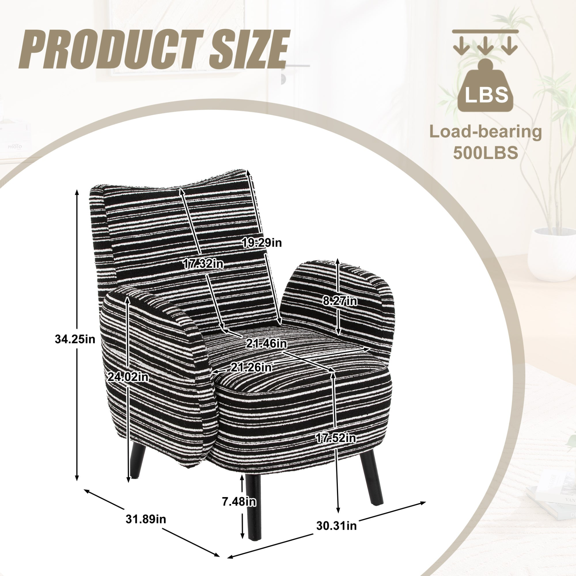 Modern armchair with sanded fabric, solid wood legs, and side storage pocket by Start2Finish in a cozy living room setting.