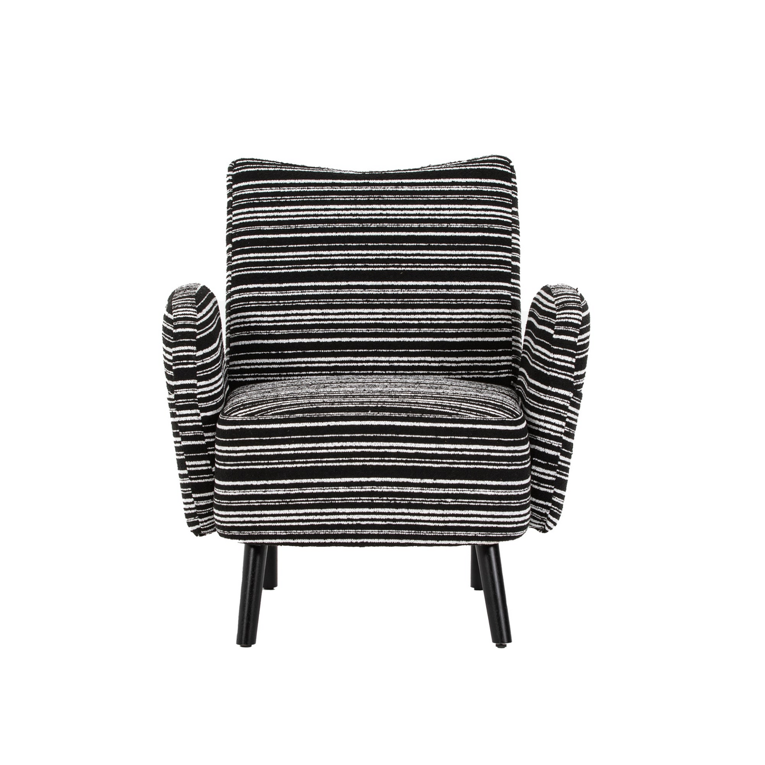 Modern armchair with sanded fabric, solid wood legs, and side storage pocket by Start2Finish, shown with a cozy sitting area.