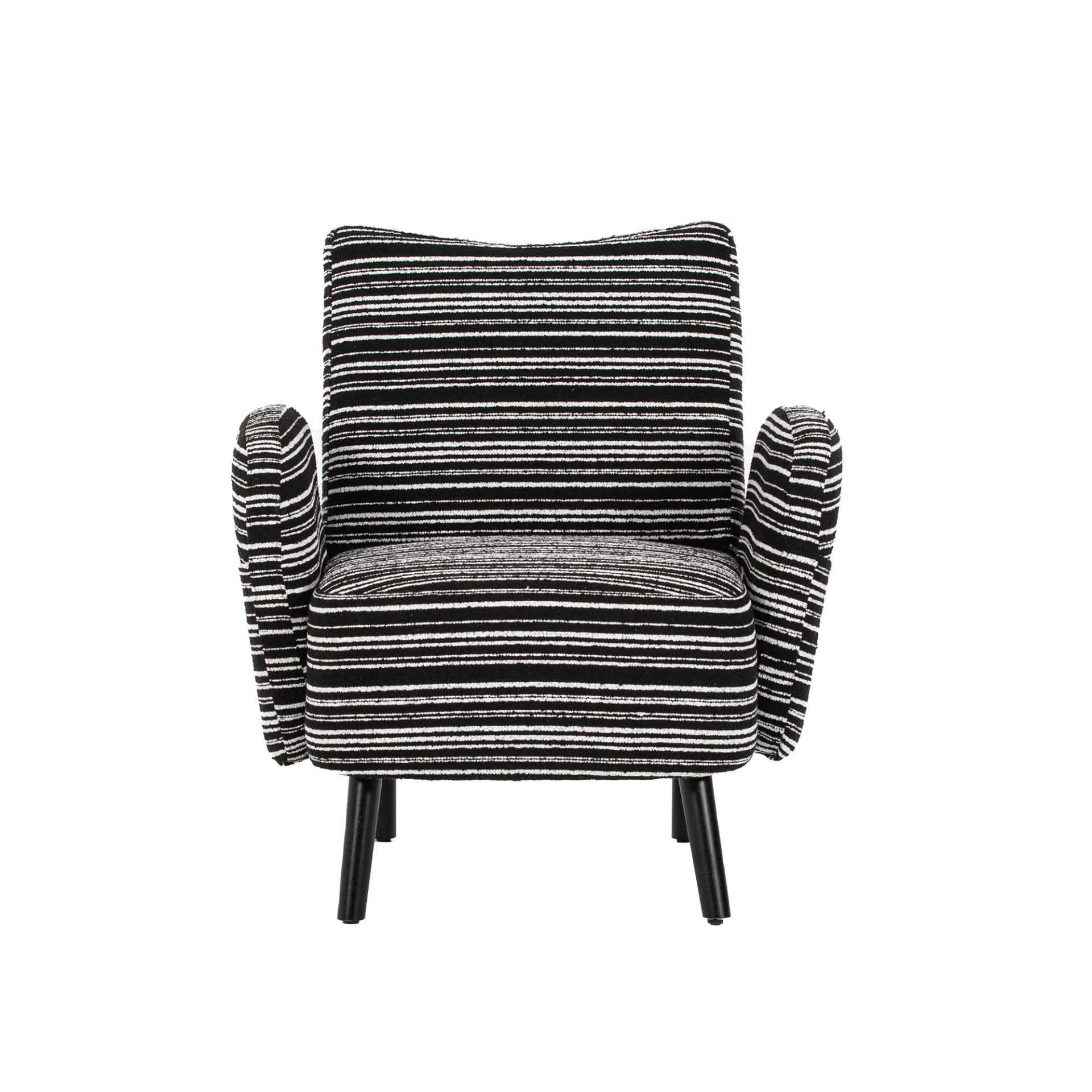 Modern armchair with sanded fabric, solid wood legs, and side storage pocket by Start2Finish, shown with a cozy sitting area.